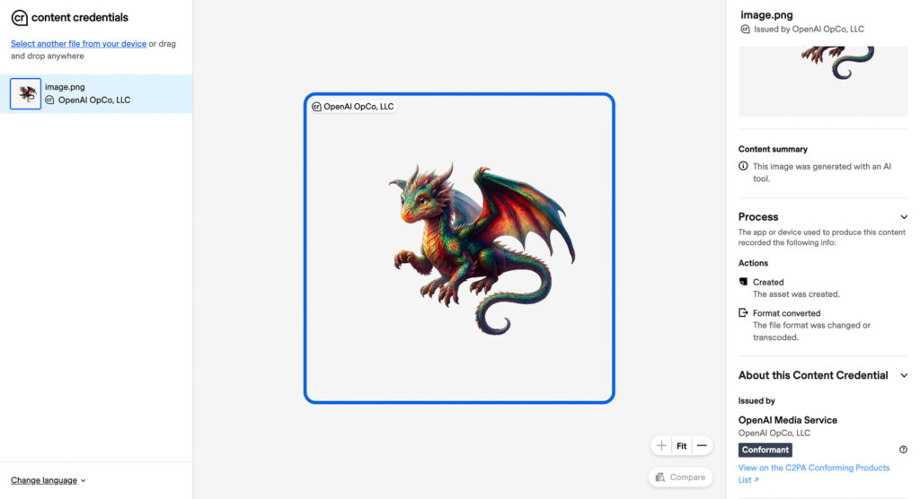AI generated image signed with Content Credentials