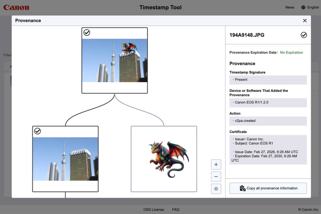 Canon and Timestamp Tool - examples