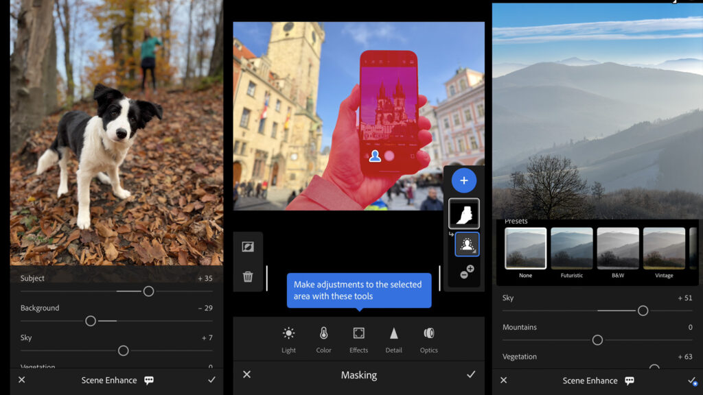 Lightroom app - different tools