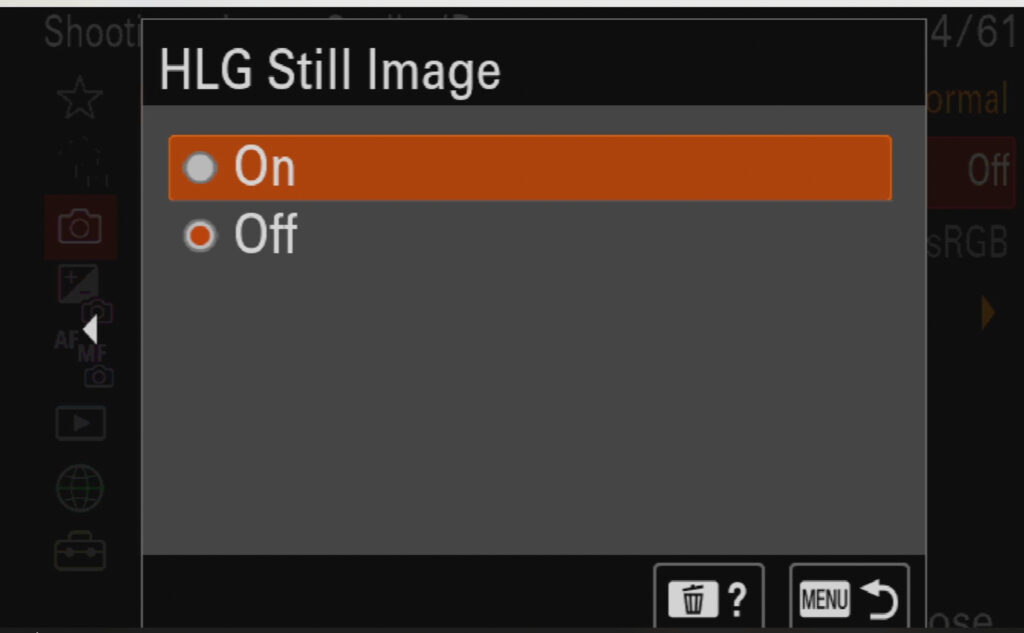 Sony A7 V HDR photography - HDR settings